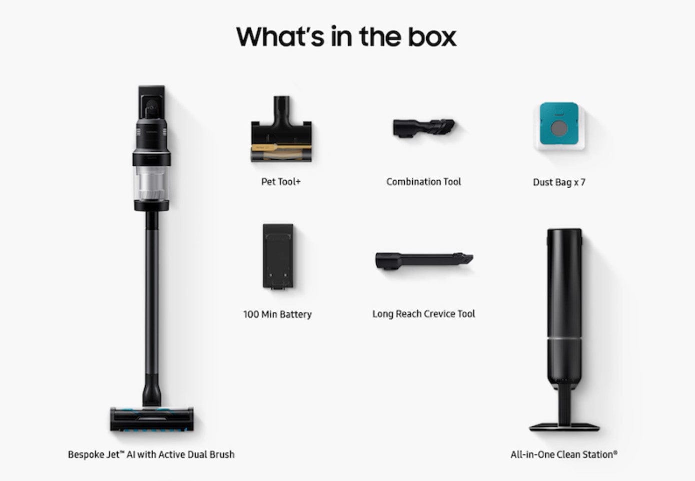 Samsung Bespoke Jet AI Cordless Stick Vacuume with Clean Station Black - Certified Refurbished