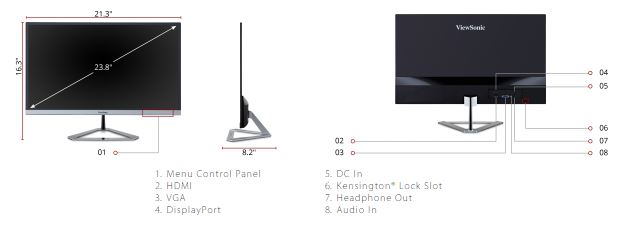 ViewSonic 24" IPS 1080p HDMI, DisplayPort Frameless LED Monitor - Certified Refurbished