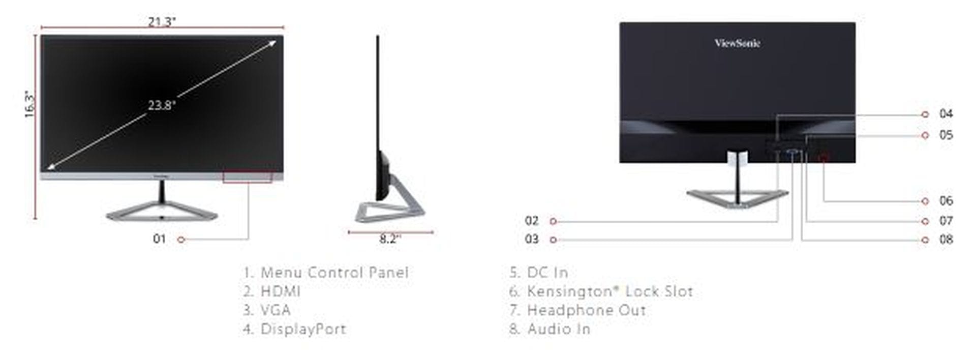 ViewSonic 24" IPS 1080p Frameless LED Monitor HDMI, DisplayPort - Certified Refurbished