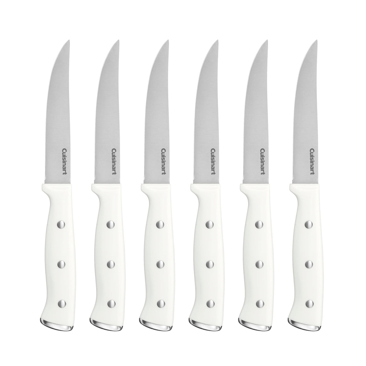 Cuisinart 6pc White Triple Rivet Steak Knife Set, White