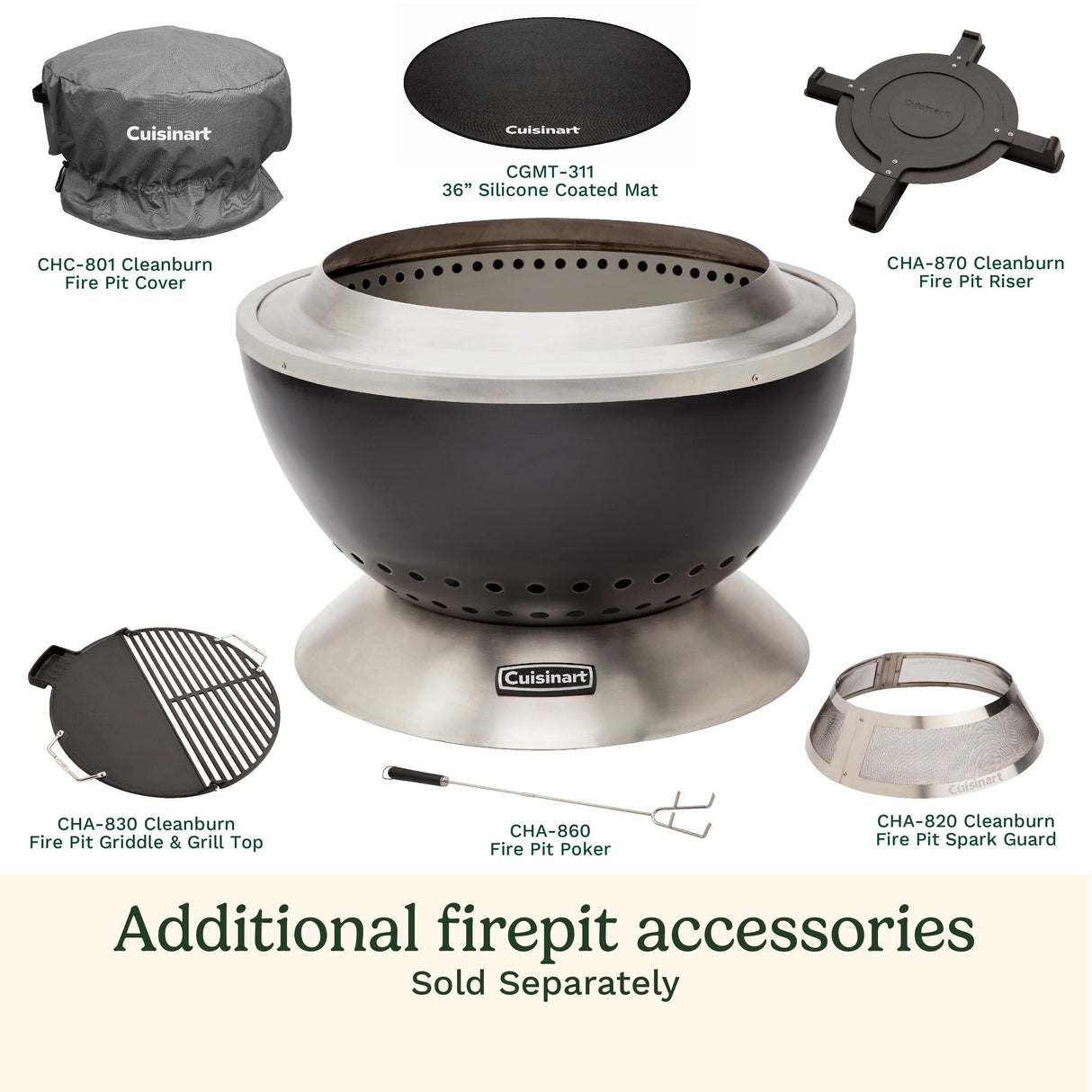 Cuisinart 24” Cleanburn Smokeless Fire Pit, Black