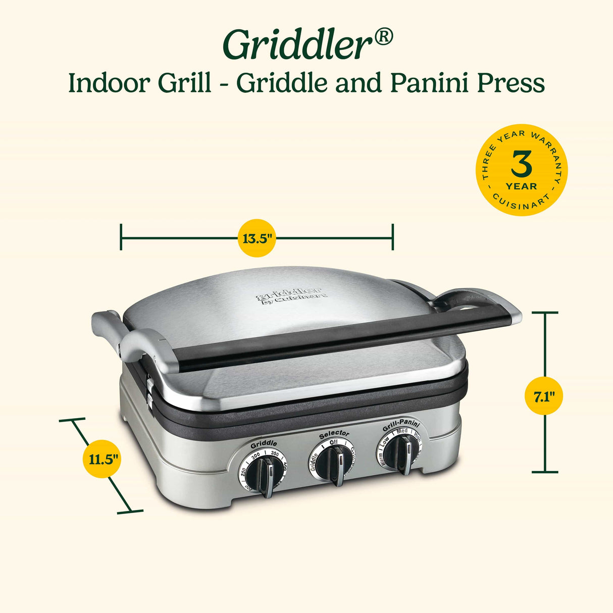 Cuisinart Griddler® Indoor Grill - Griddle and Panini Press, Silver