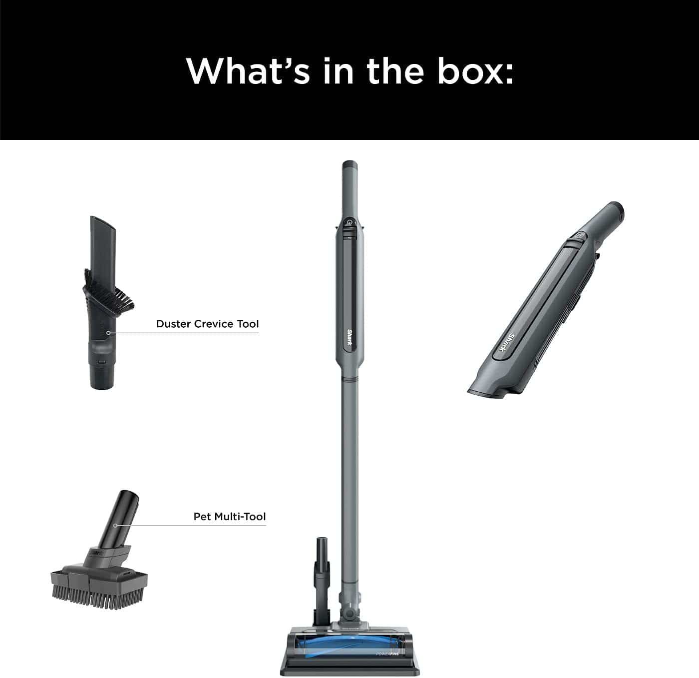 Shark WANDVAC Pet Ultra-Lightweight Cordless Stick Vacuum with PowerFins Brushroll & Charging Dock, Steel Grey - Open Box