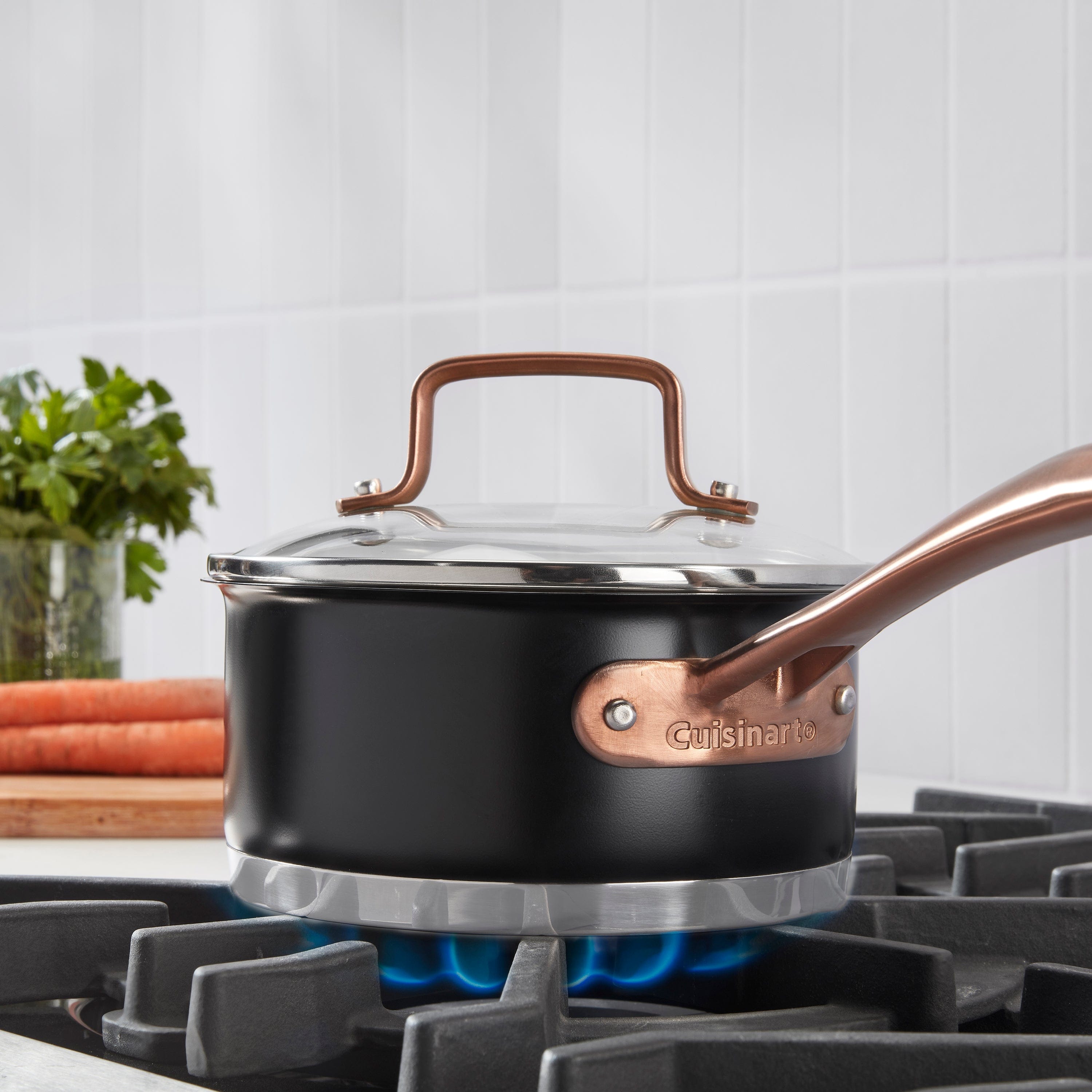 Cuisinart Matte Black Elegance 1.5qt Saucepan with Cover, Black