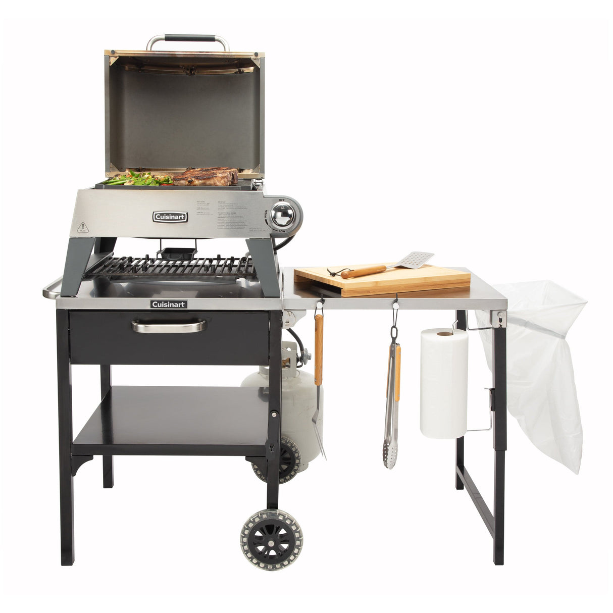 Cuisinart Prep 'n Cook Outdoor Table and Grill Stand, Black Stainless