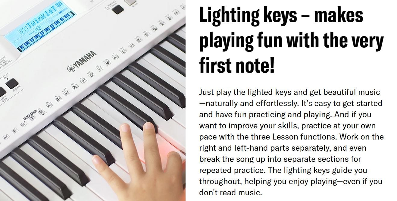 Yamaha EZ-300 Beginner's 61-Key Lighted Portable Musical Keyboard, Stand, Headphones & Power Adapter Bundle