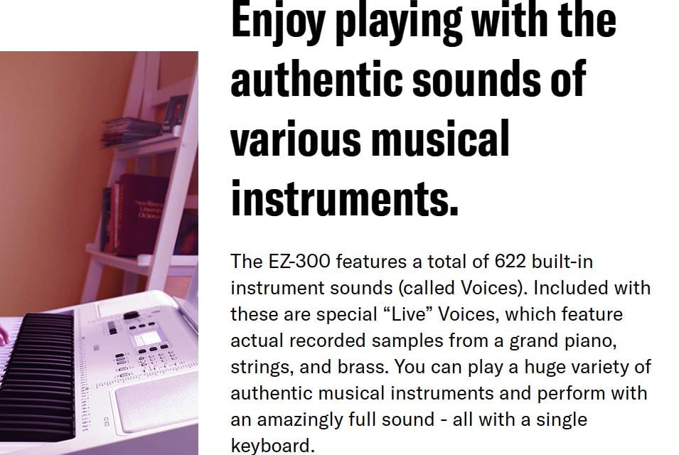 Yamaha EZ-300 Beginner's 61-Key Lighted Portable Musical Keyboard, Stand, Headphones & Power Adapter Bundle