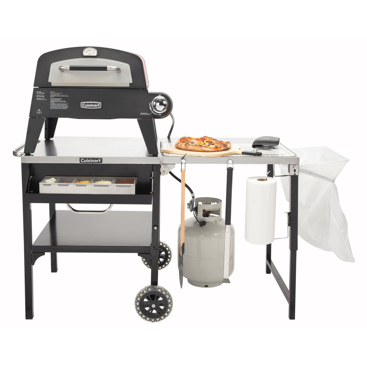 Cuisinart Prep 'n Cook Outdoor Table and Grill Stand, Black Stainless
