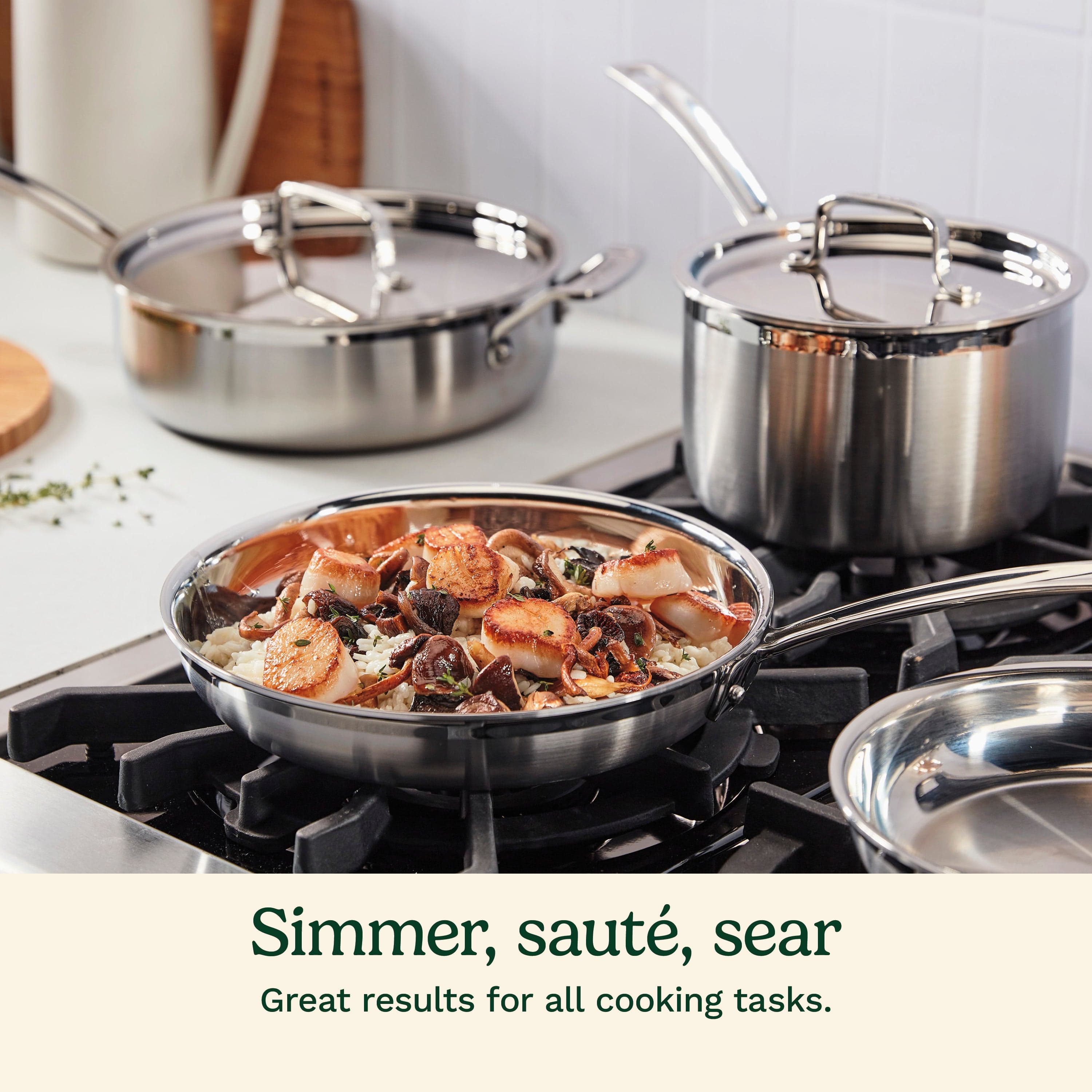 Cuisinart MultiClad Pro Triple Ply Stainless Cookware 12 Piece Set, Silver