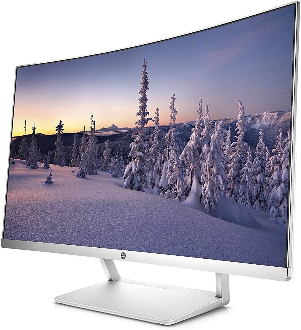 HP 27" 5ms HDMI Widescreen LED Backlight LCD/LED Curved Monitor, White & Silver - Refurbished