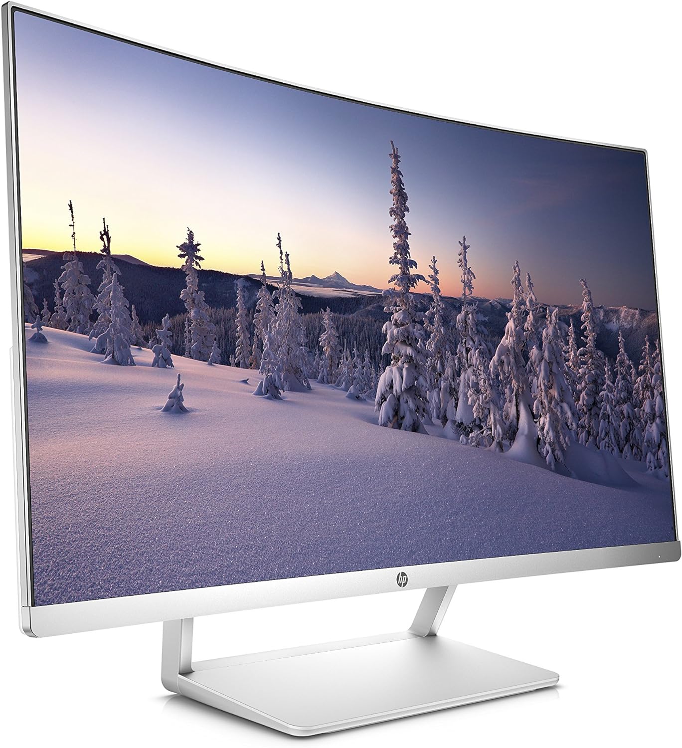 HP 27" 5ms HDMI Widescreen LED Backlight LCD/LED Curved Monitor, White & Silver - Refurbished