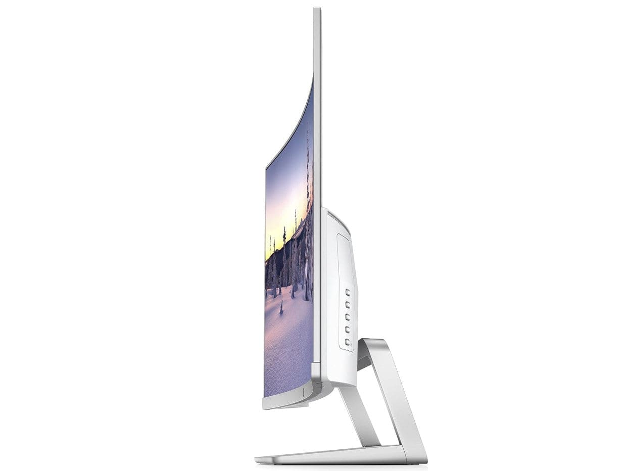 HP 27" 5ms HDMI Widescreen LED Backlight LCD/LED Curved Monitor, White & Silver - Refurbished