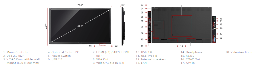 ViewSonic 84" LED display - Certified Refurbished