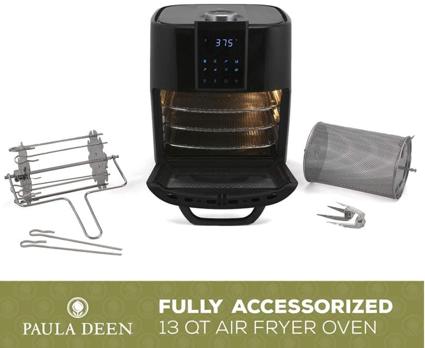 Paula Deen 13 QT 1700 Watt XL Family-Sized Air Fryer Oven with Rapid Air Circulation System, Black - Refurbished