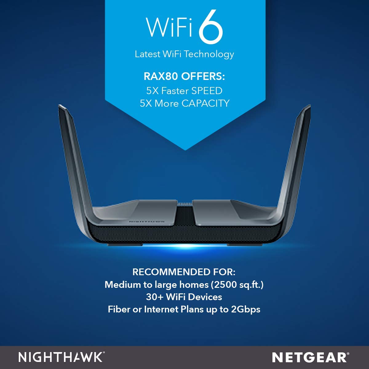 NETGEAR RAX80-100NAR Nighthawk AX8 8-Stream WiFi 6 Router - Certified Refurbished