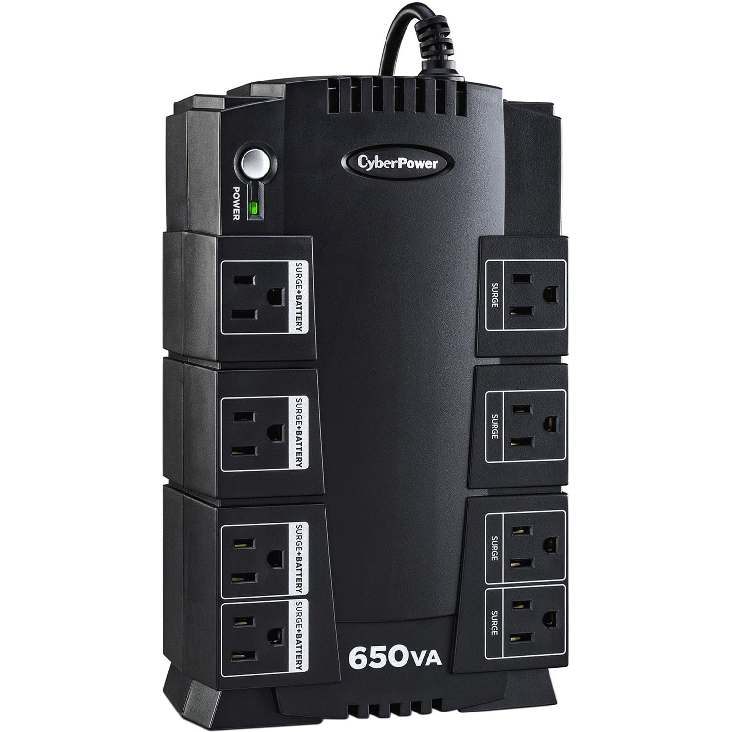 CyberPower 650VA/375W, 8 OL, RJ11/RJ45, 890J 8-Outlet UPS System - New Battery Certified Refurbished