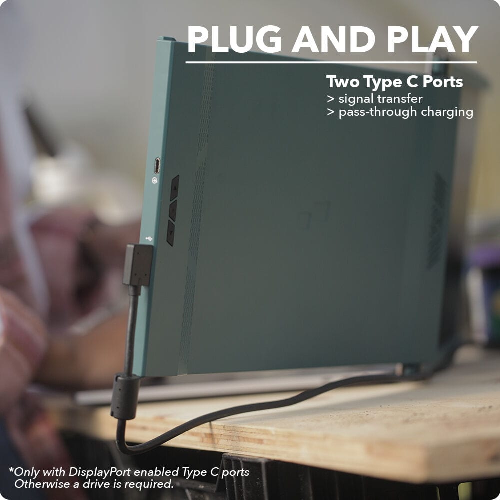 Mobile Pixels Duex Max Portable Monitor 14.1" FHD 1080P IPS Ultra Slim Laptop Screen Extender, Grey - Certified Refurbished