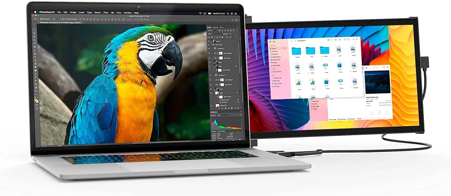 Mobile Pixels Duex Lite 12.5" Portable Monitor Full HD 1080P IPS Screen, USBC Ultra Portable Laptop Dual Monitor, Plug and Play, Any Laptops Compatible, Grey - Certified Refurbished