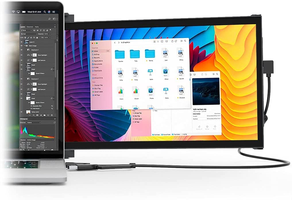 Mobile Pixels Duex Lite 12.5" Portable Monitor Full HD 1080P IPS Screen, USBC Ultra Portable Laptop Dual Monitor, Plug and Play, Any Laptops Compatible, Grey - Certified Refurbished