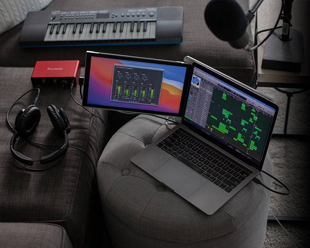 Mobile Pixels Duex Lite 12.5" Portable Monitor Full HD 1080P IPS Screen, USBC Ultra Portable Laptop Dual Monitor, Plug and Play, Any Laptops Compatible, Grey - Certified Refurbished