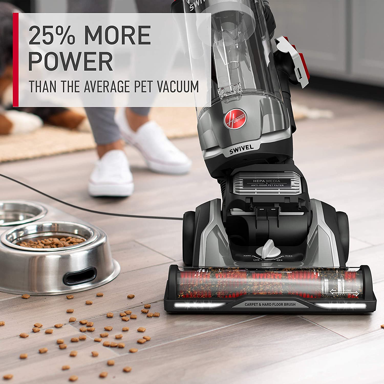 Hoover R-UH75200 MAXLife Elite Swivel XL Pet Vacuum Cleaner with HEPA Filtration, Bagless for Carpets and Hard Floors, Grey - Certified Refurbished