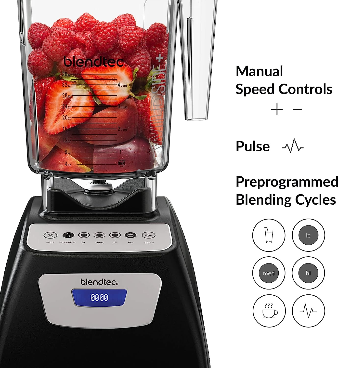 Blendtec Classic 570 Blender 90oz Jar WildSide+ Kitchen Blender Black - Certified Refurbished