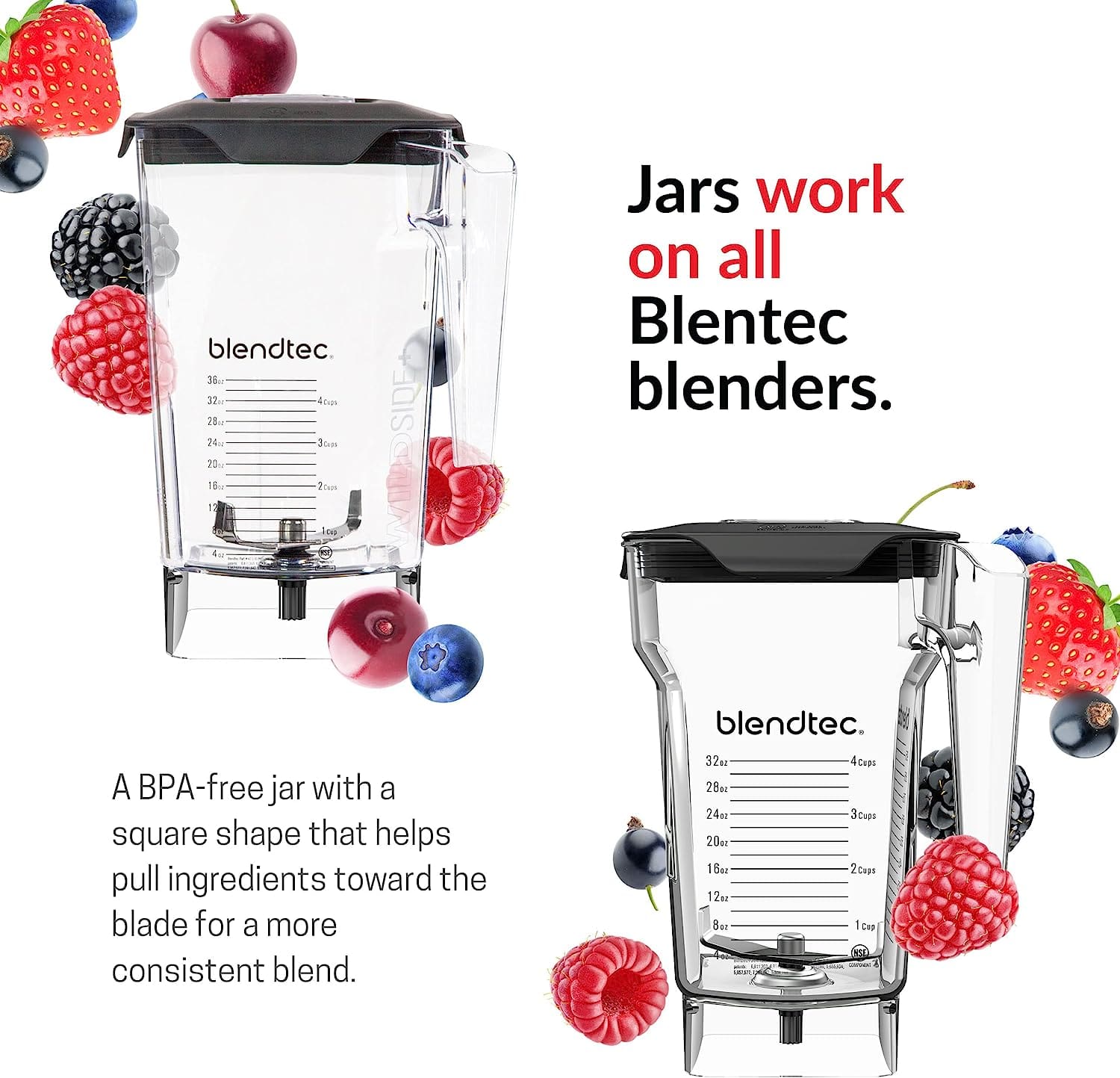 Blendtec Classic 570 Blender 90oz Jar WildSide+ Kitchen Blender Black - Certified Refurbished