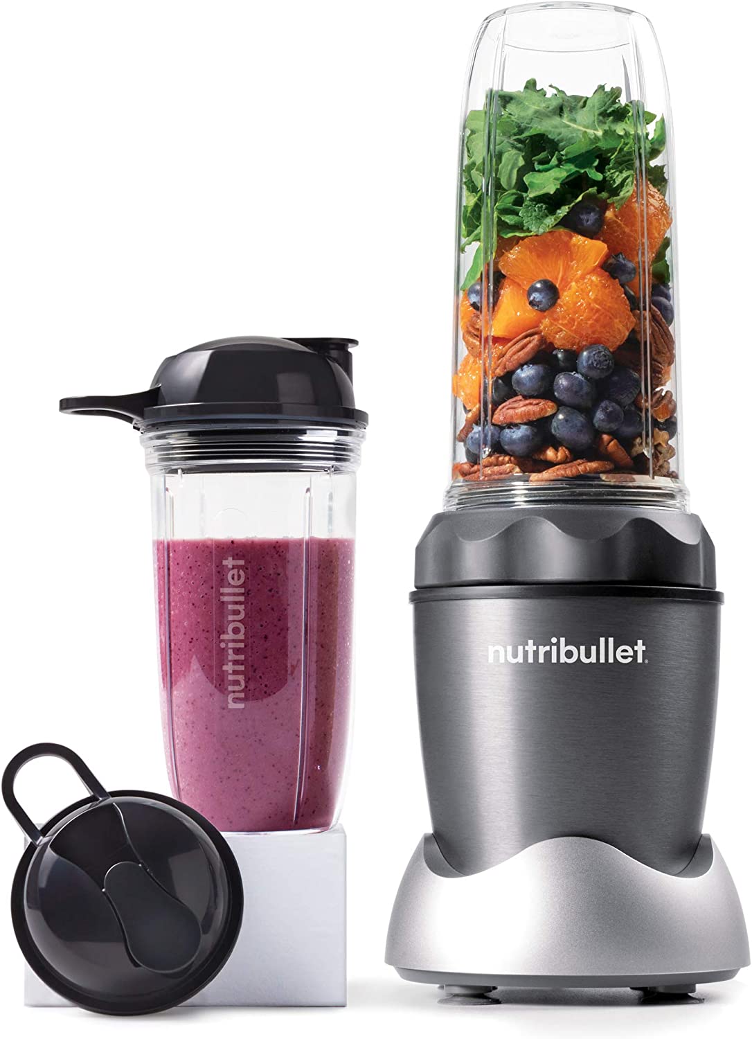 NutriBullet NB50100C Pro 1000 1000W 7-Piece Set Single Serve Blender Gray - Certified Refurbished
