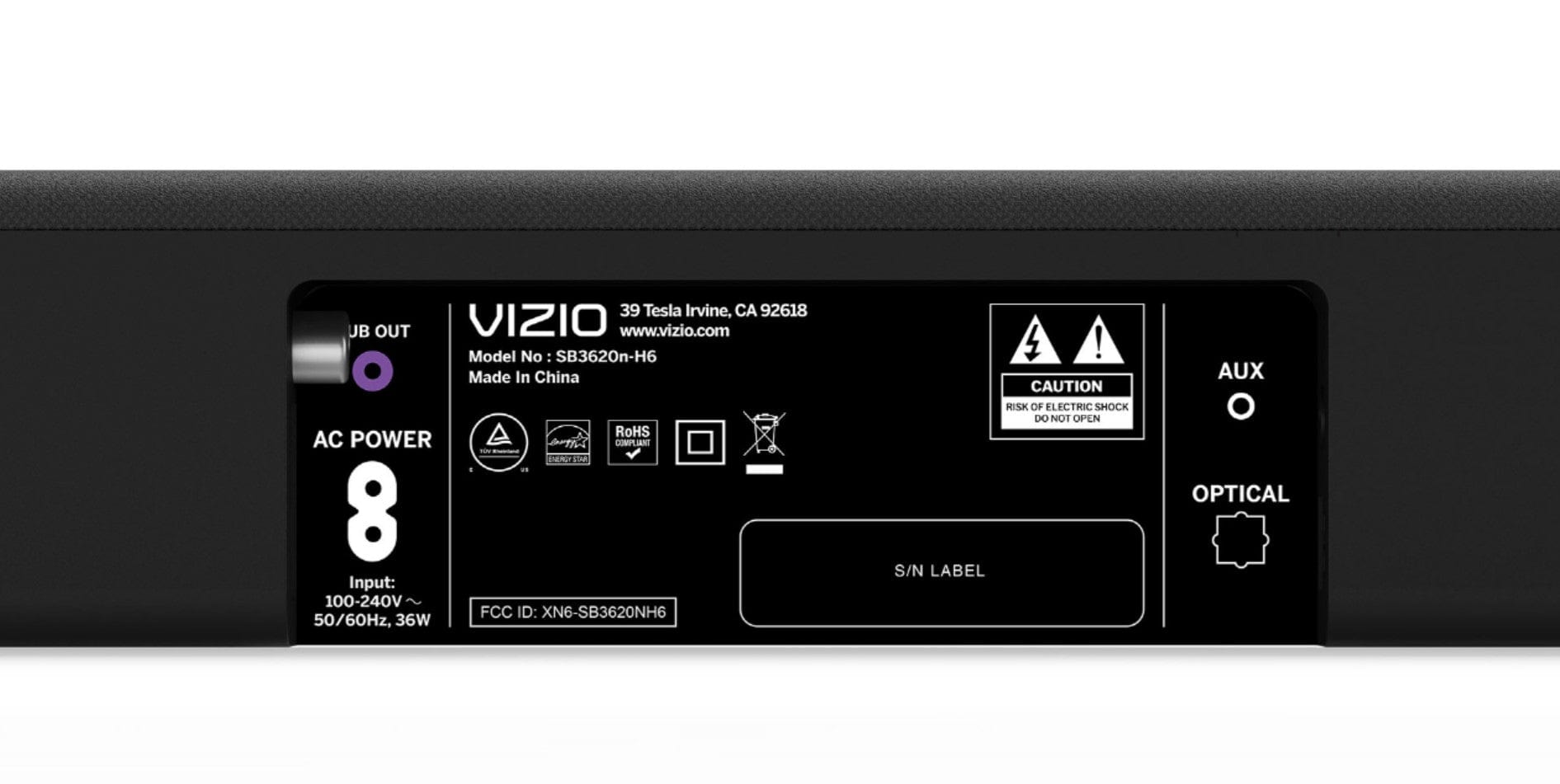 Vizio SB3620n-H6B-RB 36" 2.0 Wireless Sound Bar - Certified Refurbished