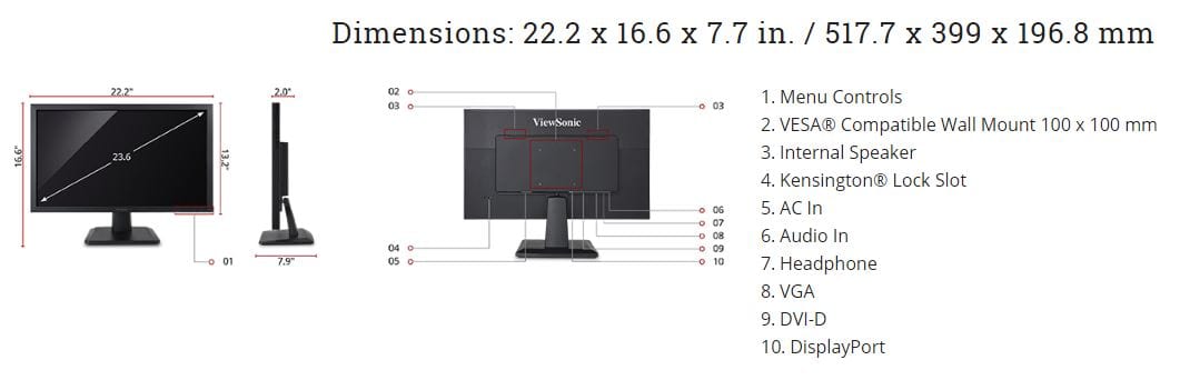 ViewSonic 24" 1080p LED Monitor - Certified Refurbished
