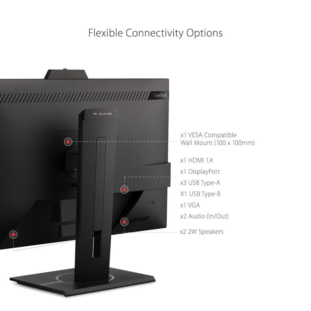 ViewSonic 27" 1080p IPS Home and Office Video Conferencing Monitor - Certified Refurbished