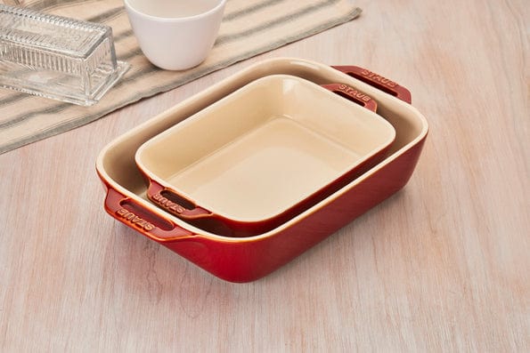 Staub Ceramic 2-pc Rectangular Baking Dish Set - Cherry