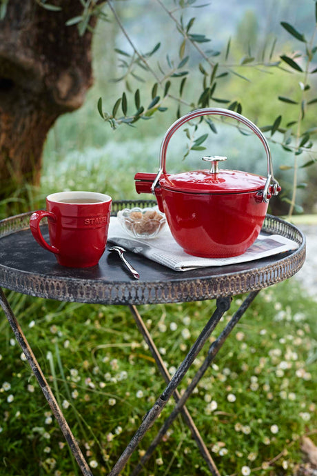 Staub Cast Iron 1-qt Round Tea Kettle - Cherry