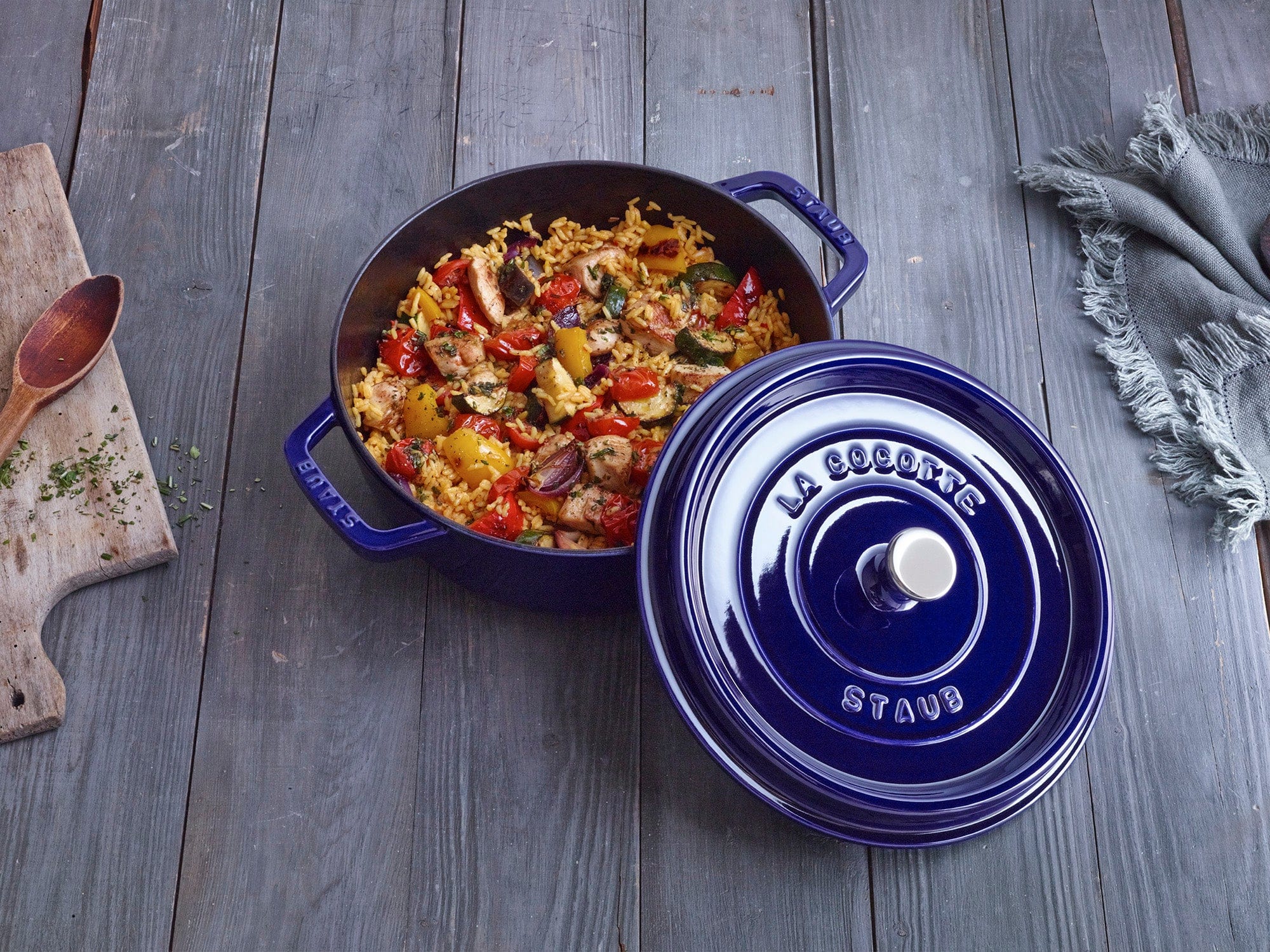 Staub Cast Iron 4-qt Round Cocotte - Dark Blue