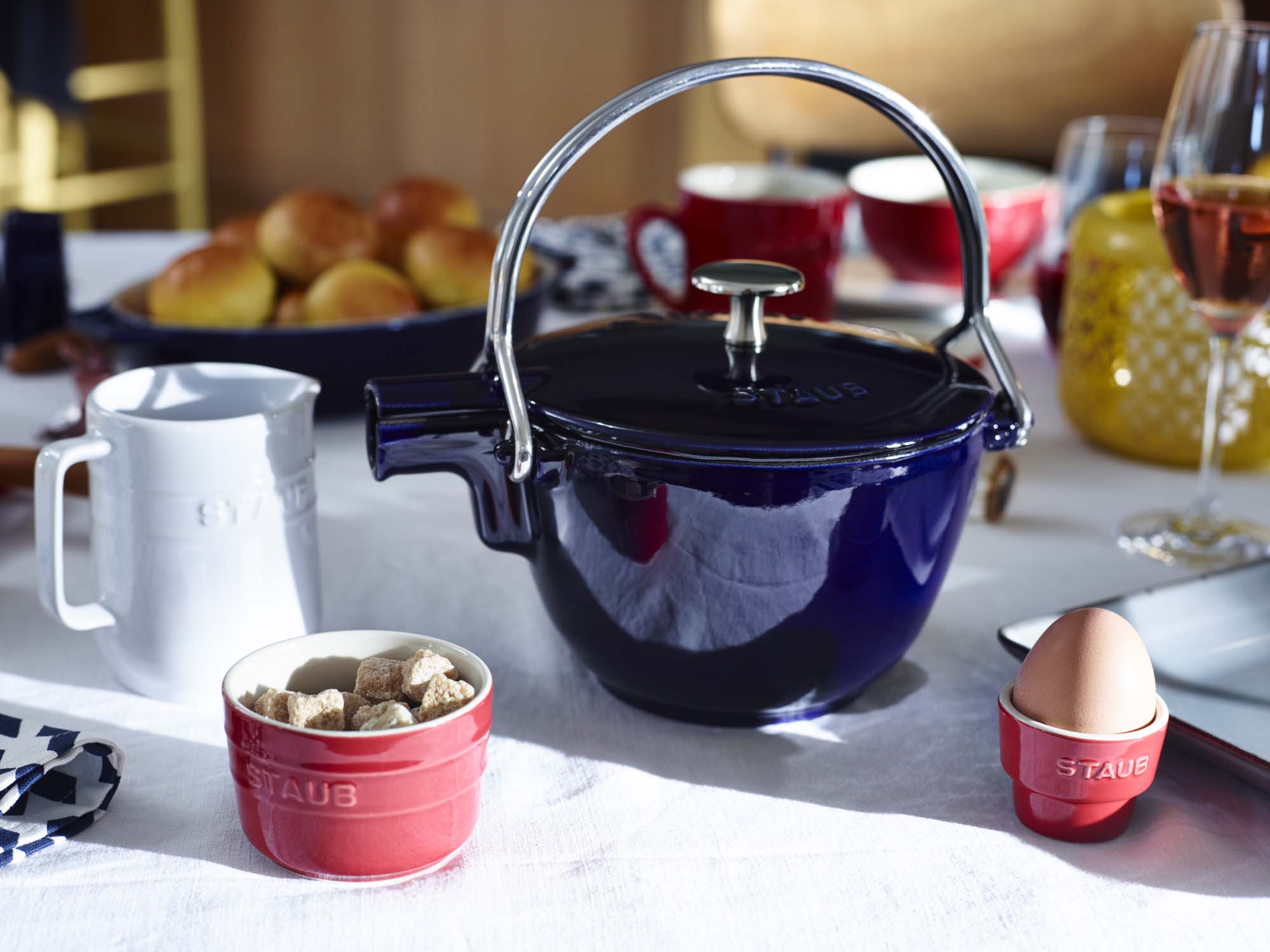 Staub Cast Iron 1-qt Round Tea Kettle - Dark Blue