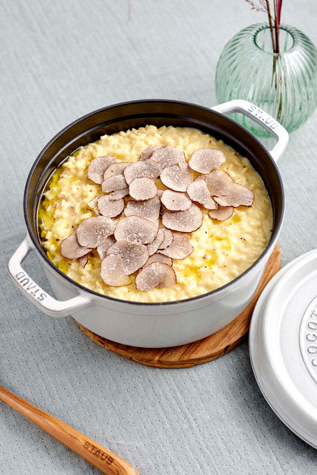 Staub Cast Iron 5.5-qt Round Cocotte, Dutch Oven - White Truffle