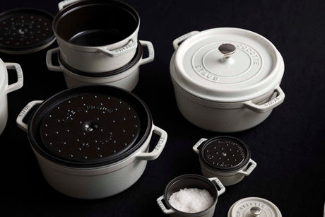 Staub Cast Iron 5.5-qt Round Cocotte, Dutch Oven - White Truffle