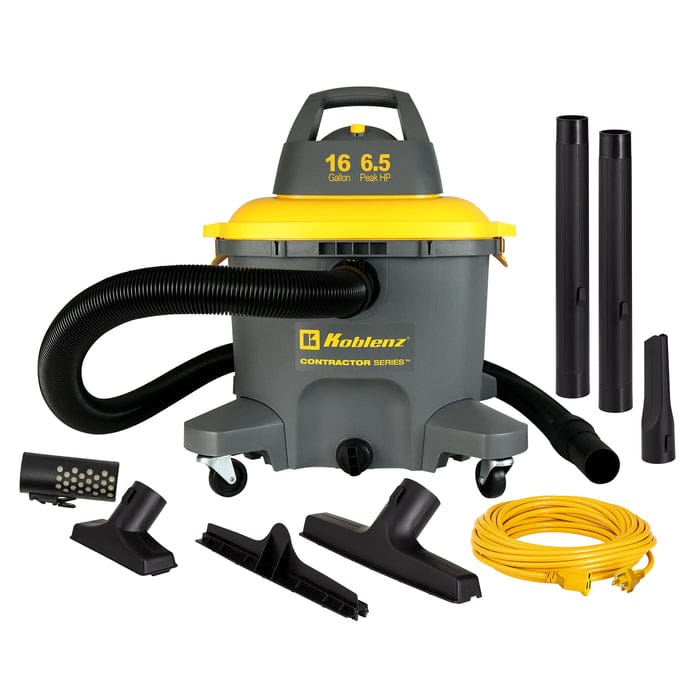 Koblenz WD 16 C4 16-Gallon 6.5 PHP Contractor Wet/Dry Vacuum Cleaner, Gray and Yellow