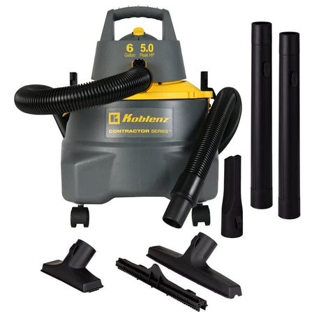 Koblenz WD 6 C212 6-Gallon 5.0 PHP Contractor Wet/Dry Vacuum Cleaner, Gray and Yellow