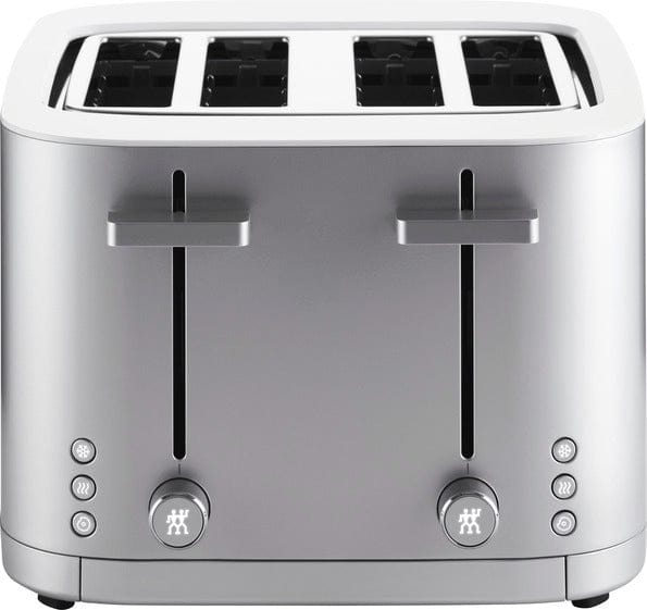 Zwilling Enfinigy 4-Slice Toaster, Extra Wide 1.5" Slots for Bagels and Toast, Silver