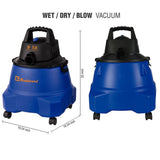 Koblenz WD 9 L212 9-Gallon 5.0 PHP Wet/Dry Vacuum, Click-N-Lock Hose, Blue