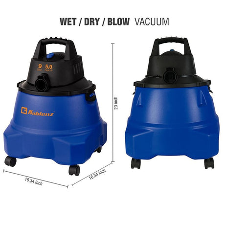 Koblenz WD 9 L212 9-Gallon 5.0 PHP Wet/Dry Vacuum, Click-N-Lock Hose, Blue