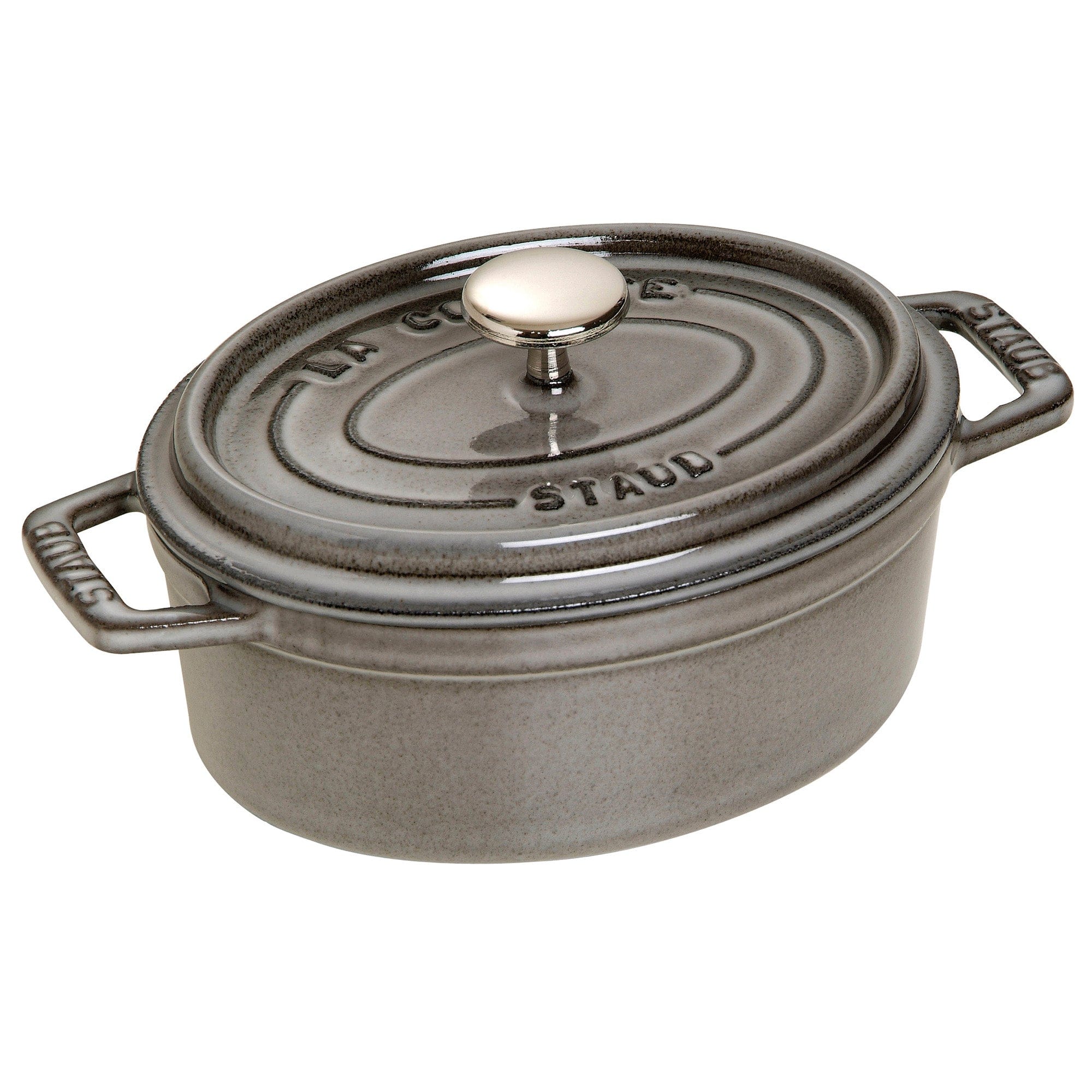 Staub Cast Iron 1-qt Oval Cocotte - Graphite Grey