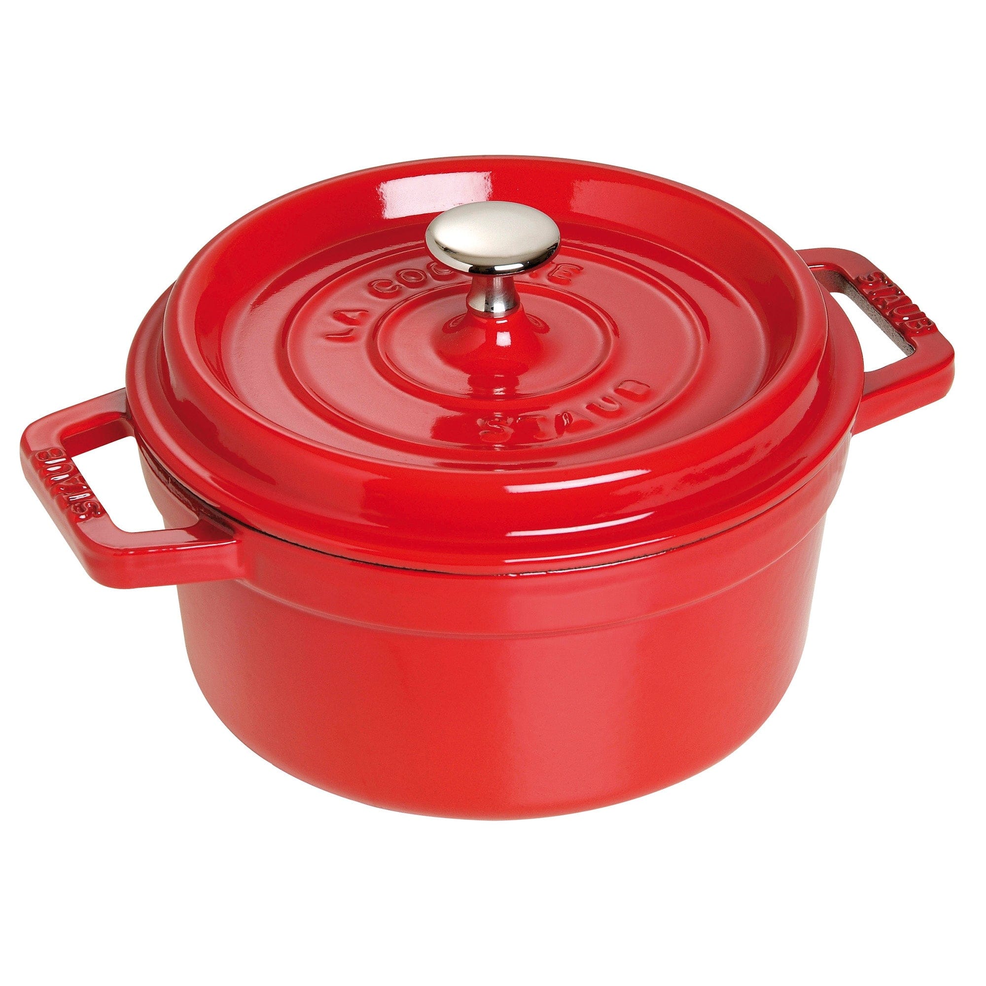 Staub Cast Iron Round Cocotte, Dutch Oven, 2.75-quart, serves 2-3, Made in France, Cherry