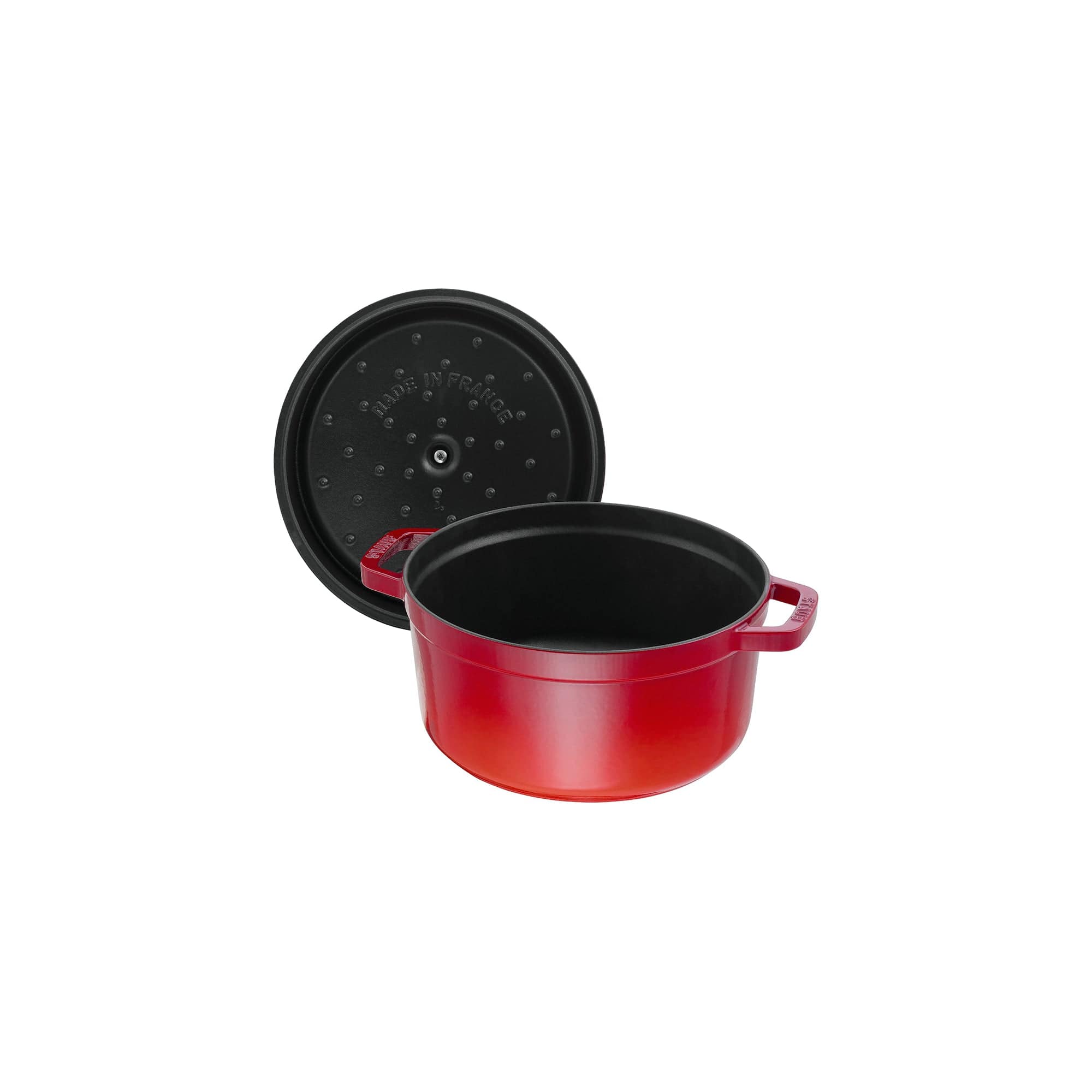 Staub Cast Iron Round Cocotte, Dutch Oven, 5.5-quart, serves 5-6, Made in France, Cherry