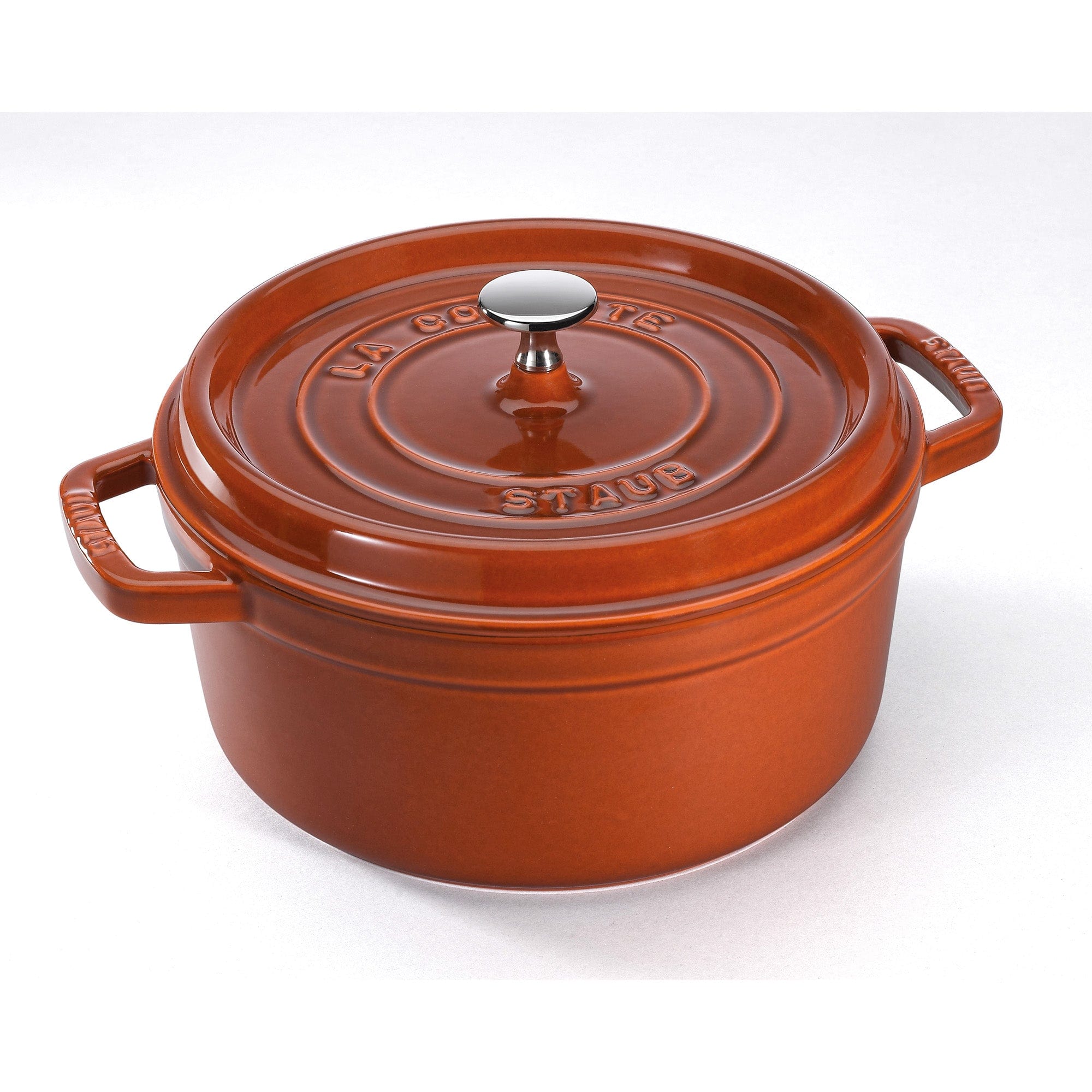 Staub Cast Iron Round Cocotte, Dutch Oven, 2.75-quart, serves 2-3, Made in France, Burnt Orange