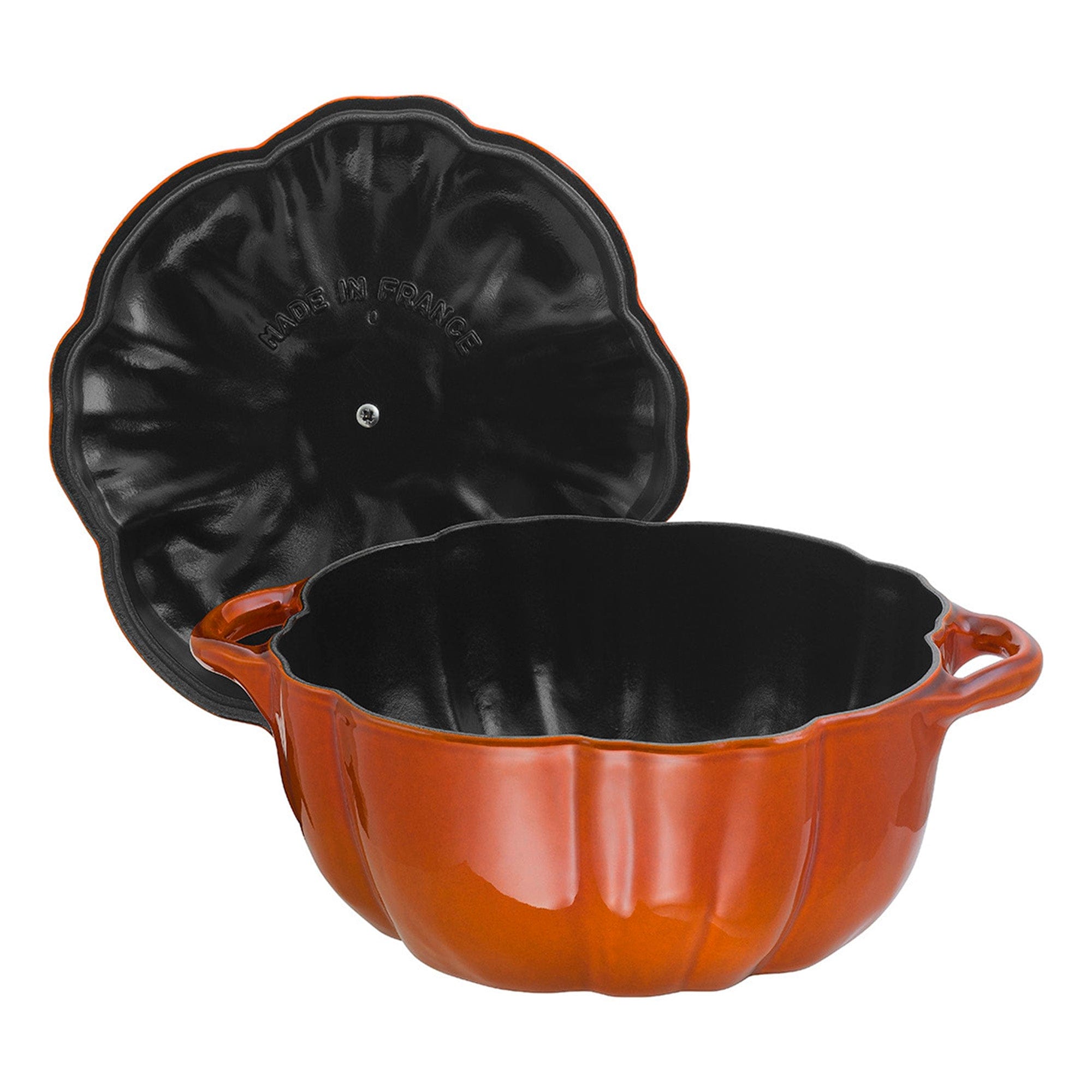 Staub Cast Iron Pumpkin Cocotte, Dutch Oven, 3.5-quart, serves 3-4, Made in France, Burnt Orange