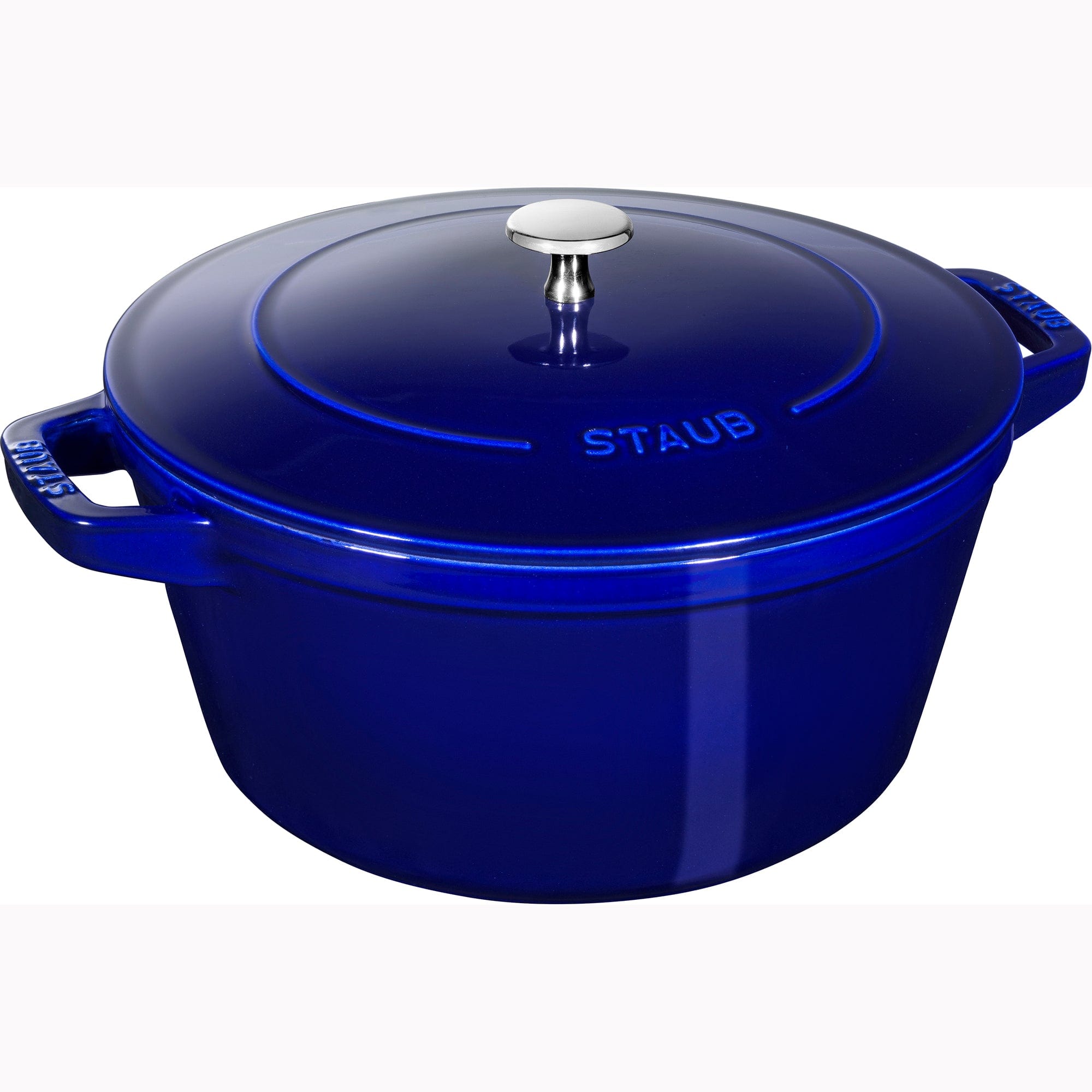 Staub Cast Iron Set 4-pc, Stackable Space-Saving Cookware Set, Dutch Oven with Lid, Dark Blue