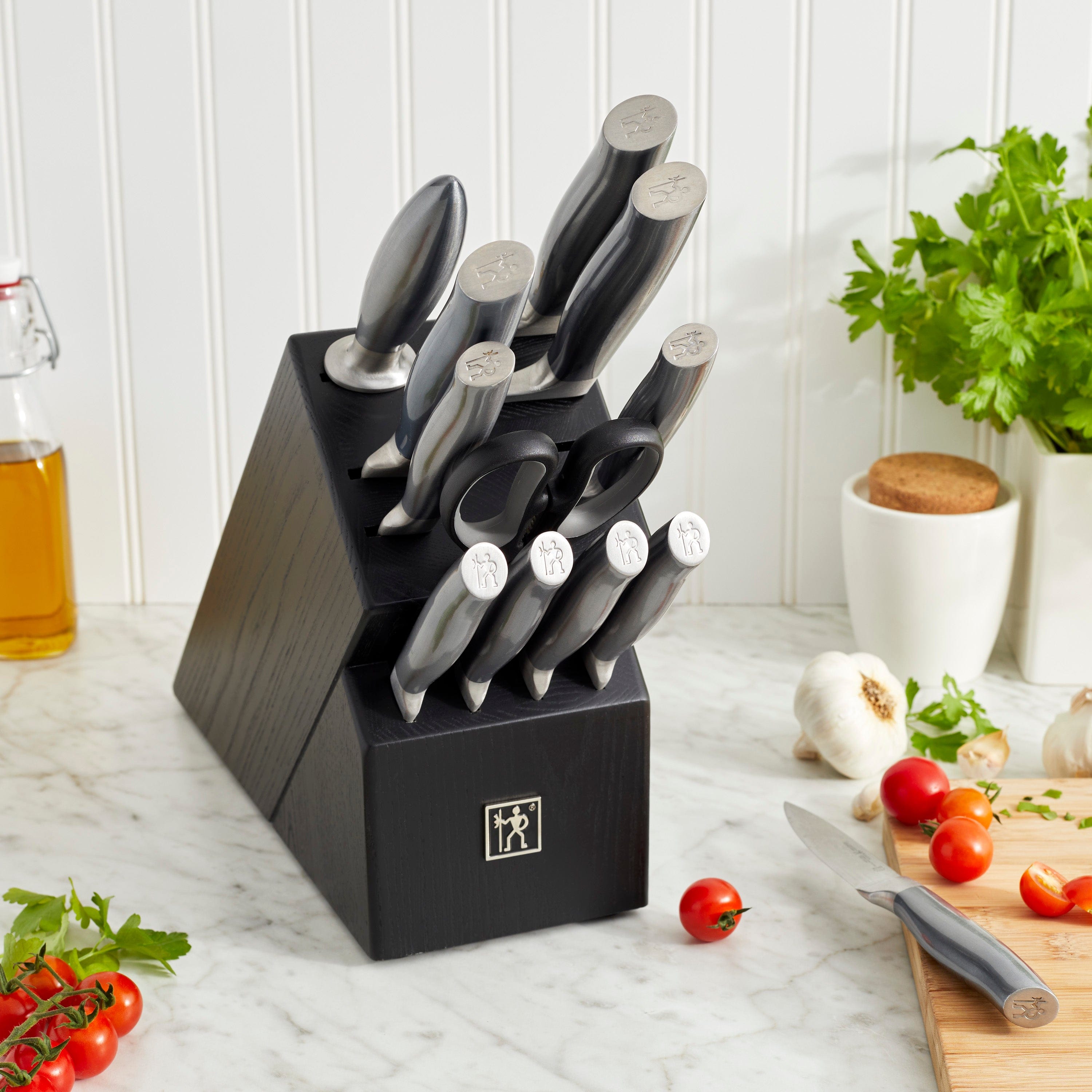 Henckels Graphite 13-pc Knife Set with Block, Knife Sharpener, Chef, Steak, Black, Stainless Steel