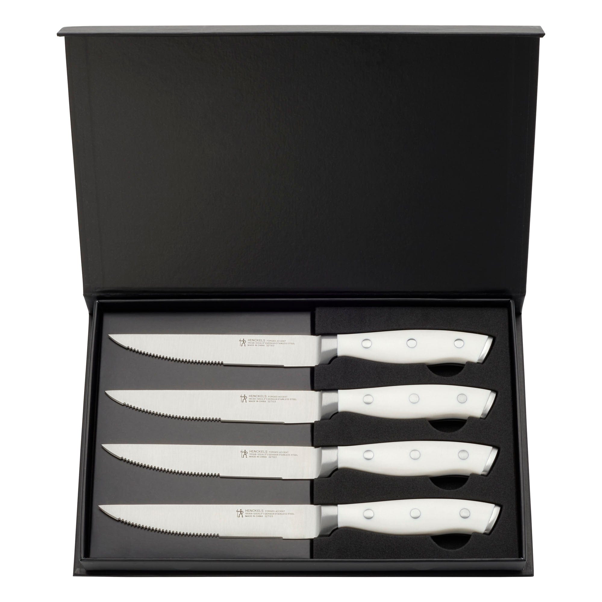 Henckels Forged Accent Set of 4 Steak Knife Set, White, German Engineered